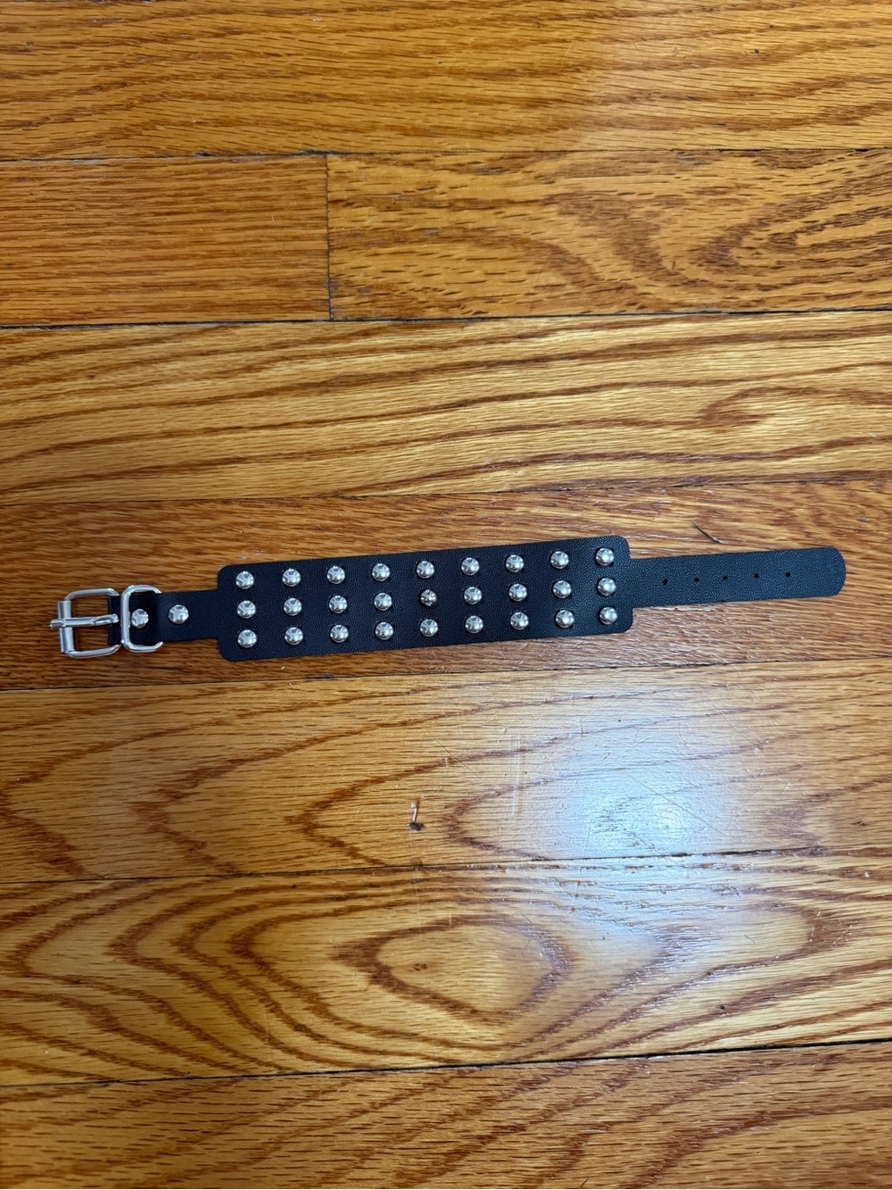 Black Studded Leather Bracelet - Women's Accessory